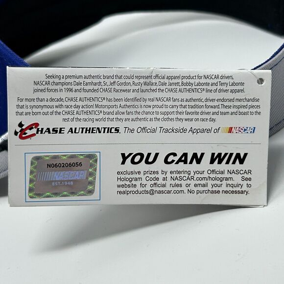 Vintage 90s NASCAR Jimmie Johnson Visor Hat Team Lowes Racing Strapback Blue - Picture 8 of 9